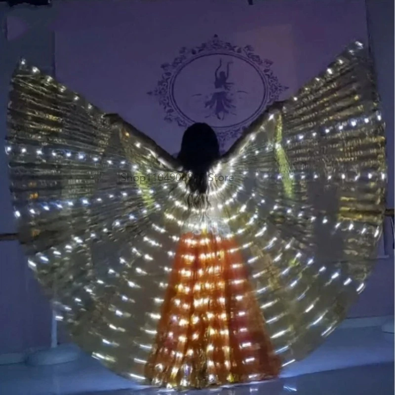 

Belly Dance LED Wings Party Performance Fluorescen Golden Isis Wings Belly Dancing Carnival Costumes Shows For Adult