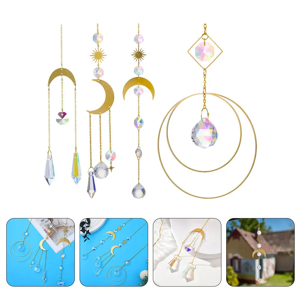 

4pcs Prism Pendant Crystal Suncatcher Hanging Ornament For Window Sunlight Decor Home Party Wedding Crystal Decoration