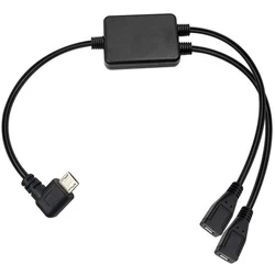 Right angle micro usb male to two dual micro usb female splitter y charging cable 30cm