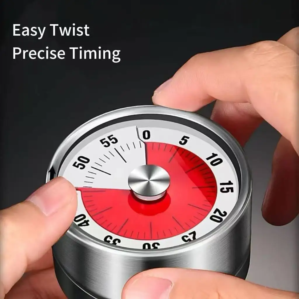 Stainless Steel Mechanical Kitchen Timer, Magnetic Countdown Timer for Cooking Baking