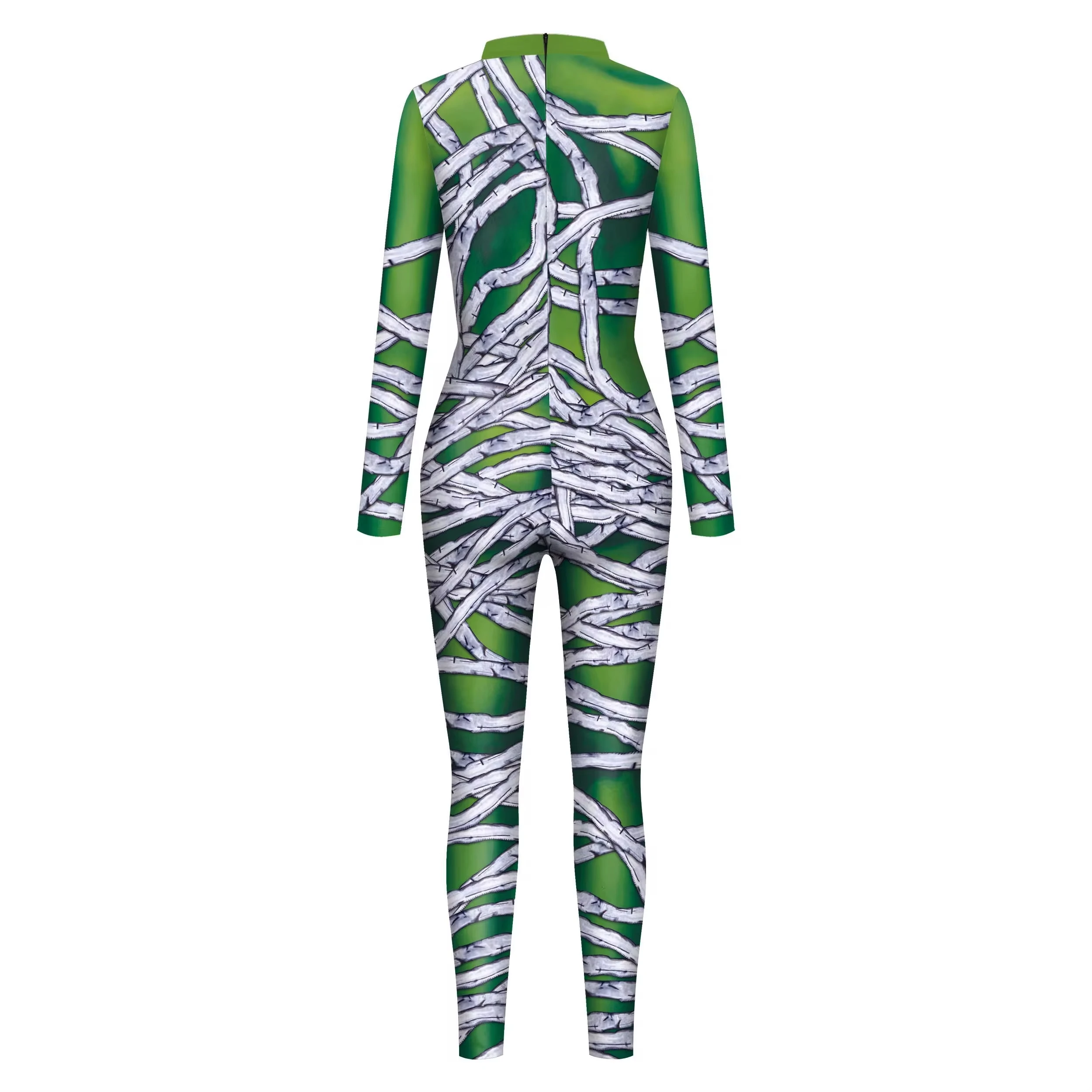 Scary Mummy Costume Girls Cosplay Jumpsuit Carnival Halloween Party Outfit Back Zipper Zentai Bodysuit Woman Clothes 2024