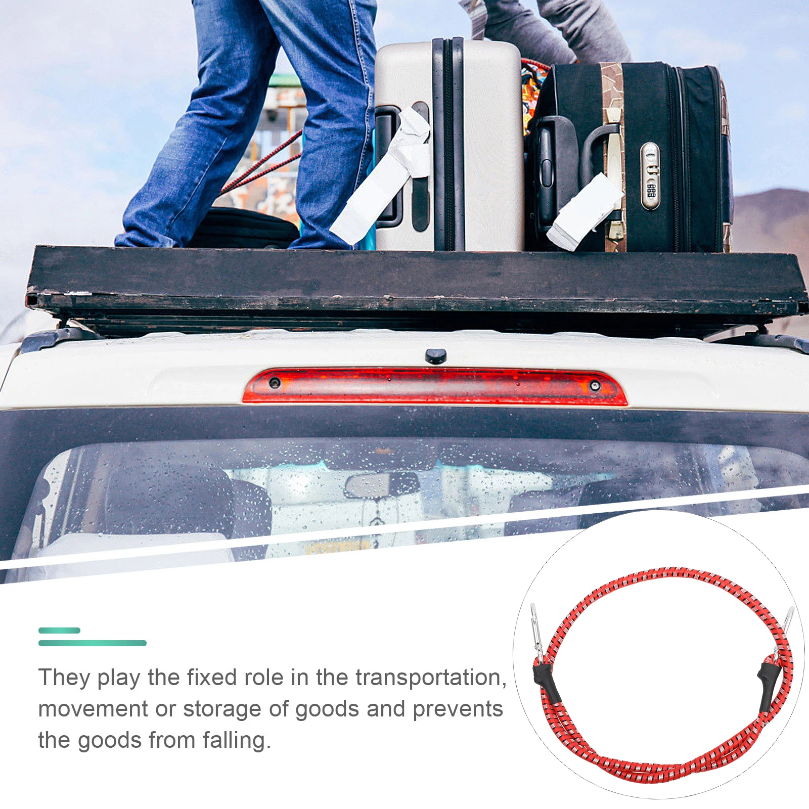 

4 Pcs Tie Rope Motorcycle with Hook Cargo Straps down Luggage Elastic Fastening Belt Binding for
