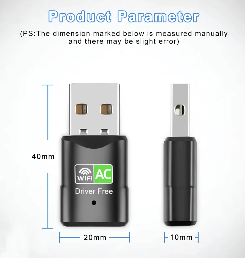USB واي فاي محول 600Mbps بطاقة الشبكة اللاسلكية 2.4G & 5.8G ثنائي النطاق محول سائق مجاني واي فاي استقبال للكمبيوتر المكتبي المحمول