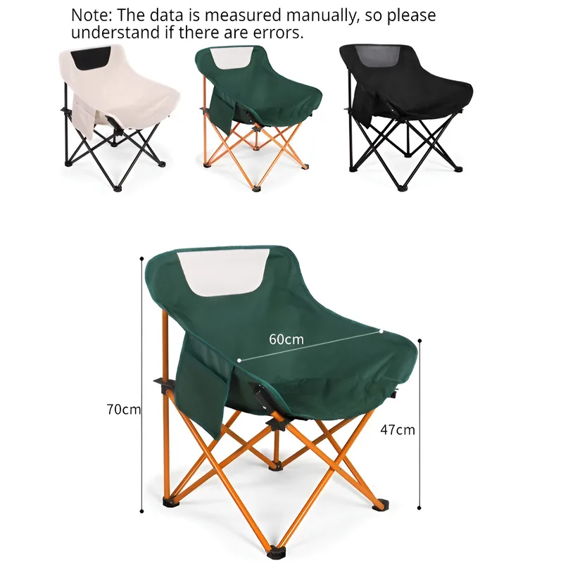 Portable Folding Outdoor Moon Chair Camping Sketching Chair Fishing Stool Back/Leg Support Folding Chair with Storage Bag