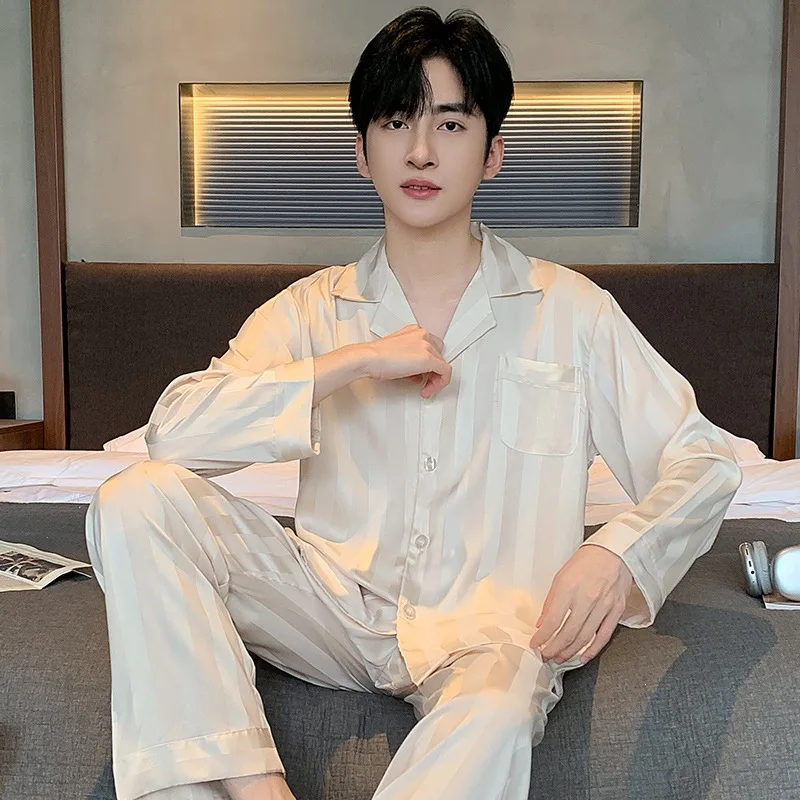 Pajamas Men's Long Sleeve Suit 2026 New Spring and Autumn Season Fatty Fattening Large Loose Large Size Thin Spring Autumn