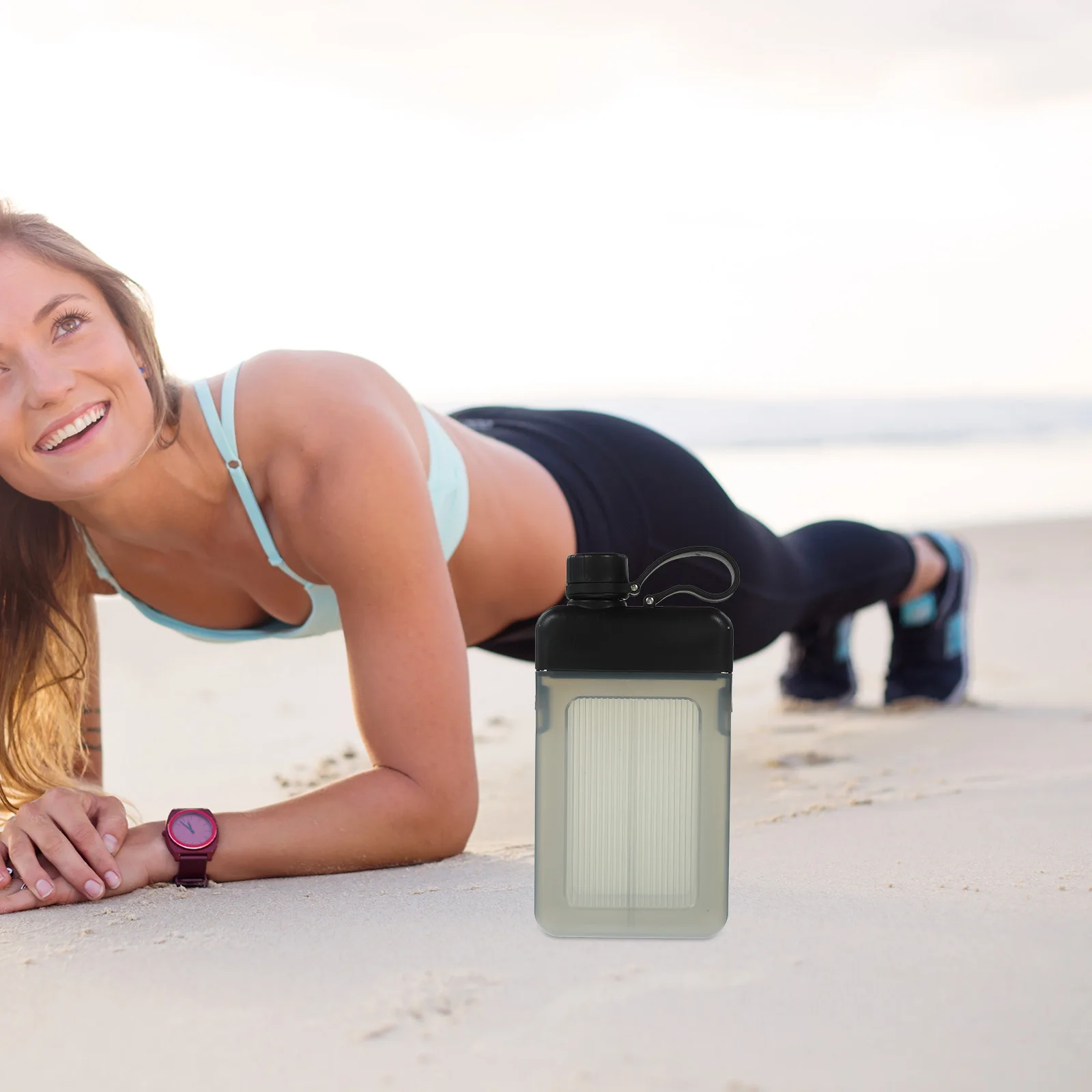 

Flat Water Bottle With Lid Portable Travel Container For Sports Fitness Outdoor Camping Hiking Reusable Leakproof Lightweight