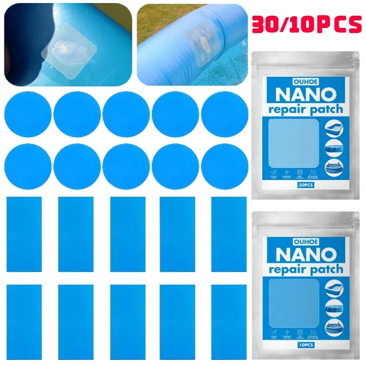 10/30PCS Self-Adhesive PVC Pool Patch Multifunctional Nano Repair Patch for Swim Ring Repair Patch Inflatable Boat Accessories