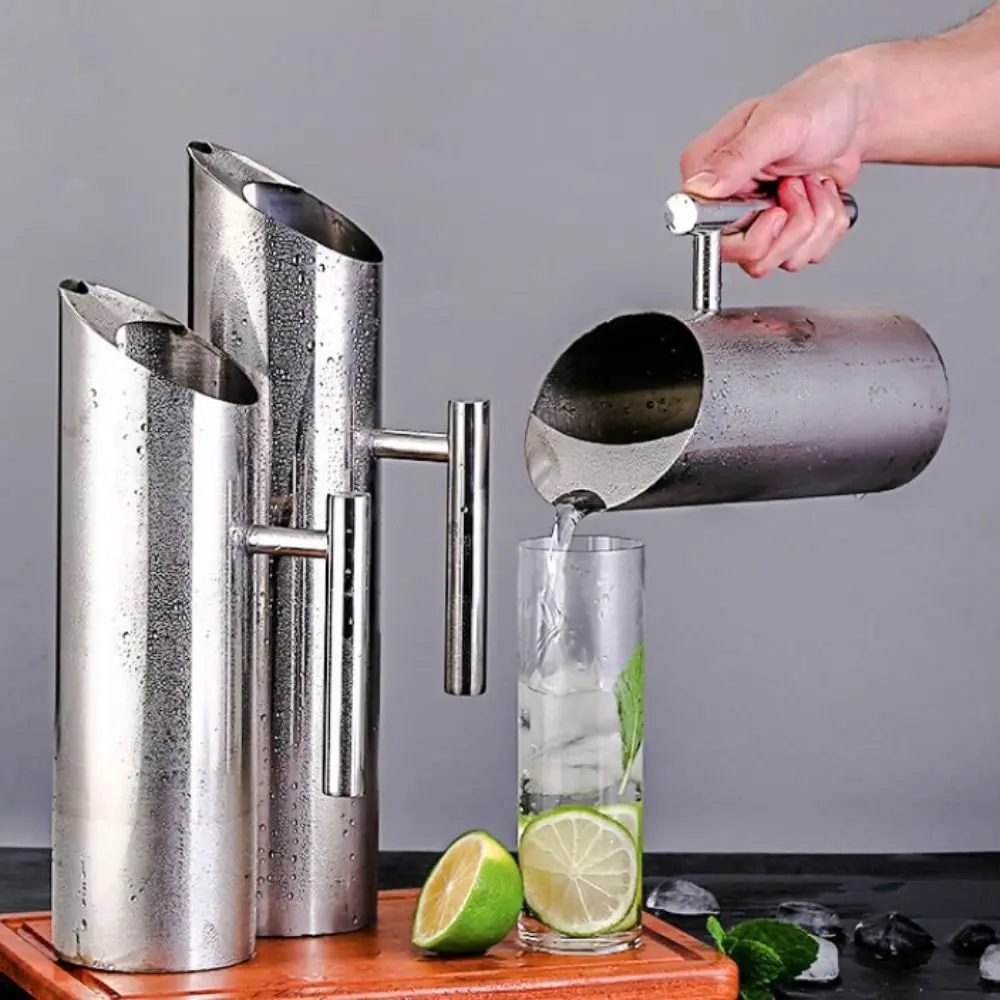 أدوات الشرب 1/1.5/2L إبريق مياه الفولاذ المقاوم للصدأ سعة كبيرة غلاية باردة مستقيمة مقاومة للسقوط عصير إبريق فضي/ذهبي
