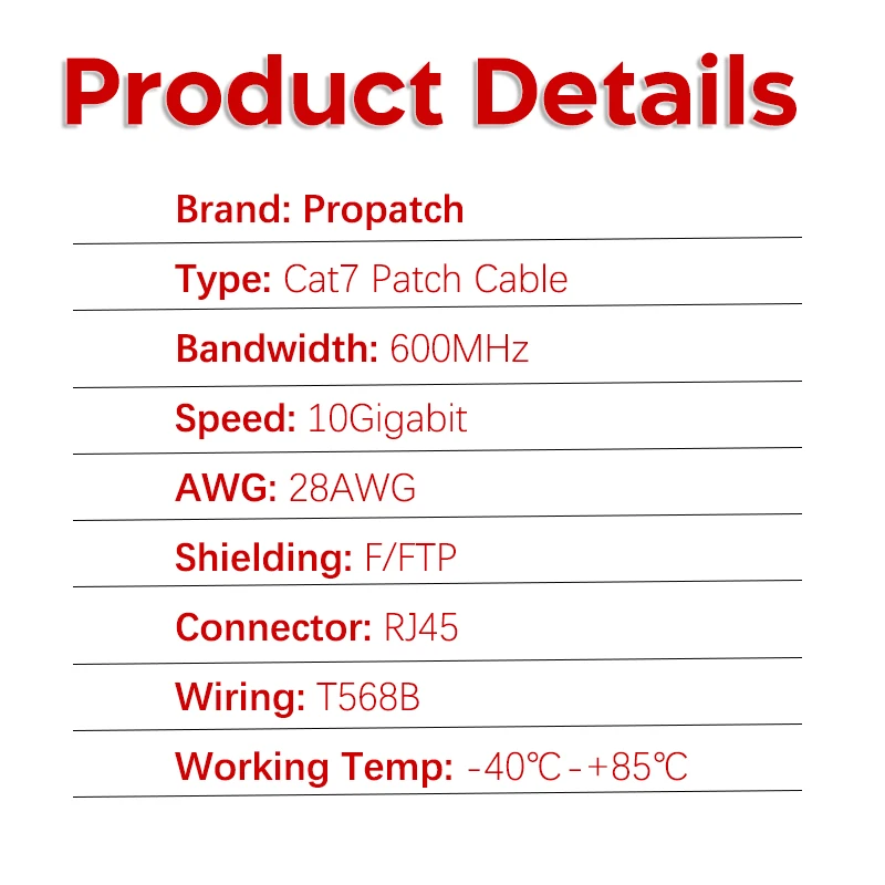 Propatch CAT7 RJ45 10Gbps SSTP Ethernet Cable Lan Network Cable cable ethernet for Patch Panel to Switch Flexiable Games