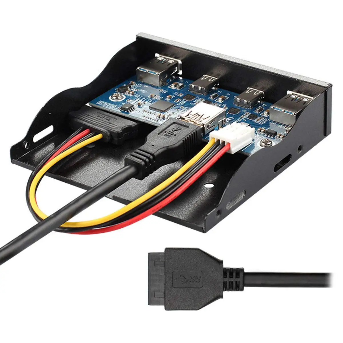 

USB-C USB 3.0 Front Panel Connector 2xUSB3.0AF+2xUSB-CF to motherboard 20-pin for5.25/ 3.5-inch desktop PC floppy drive bays