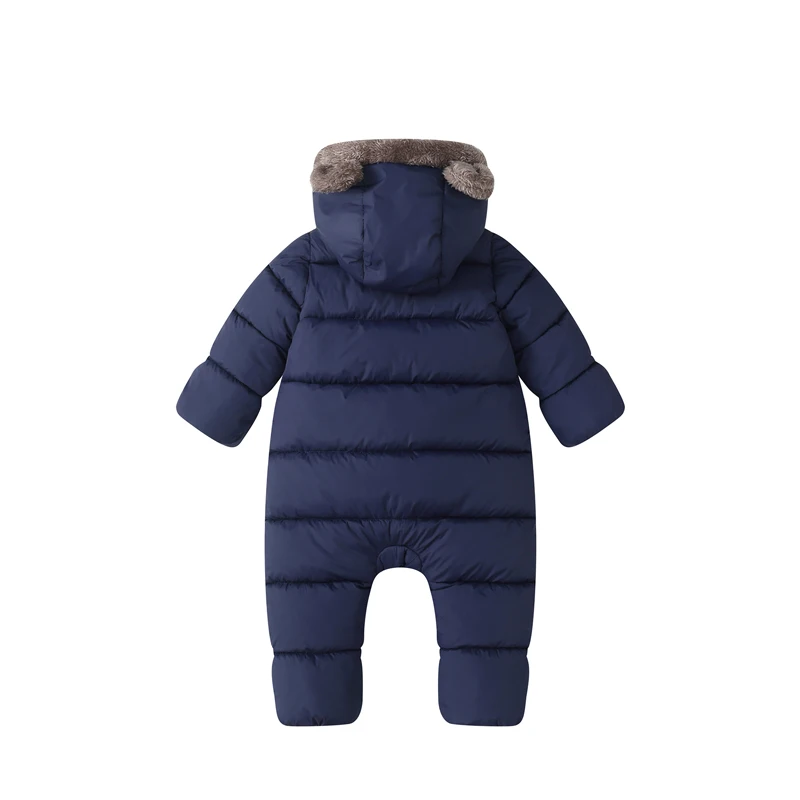 IYEAL Baby Bear Ear Hooded Snowsuit, Fleece Lined Footed Padded Romper, Zipper Thick Warm Infant One Piece Winter Jumpsuit
