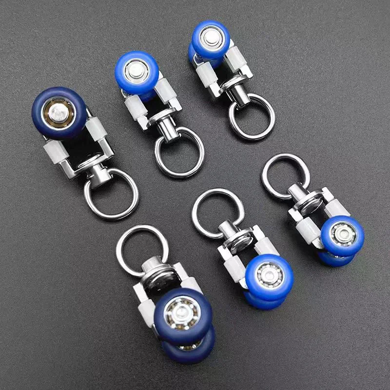 4 قطع من بكرات مسار الستائر ملحقات كتم الصوت ذات العجلات المزدوجة لستائر الدش والنوافذ المنزلقة #4