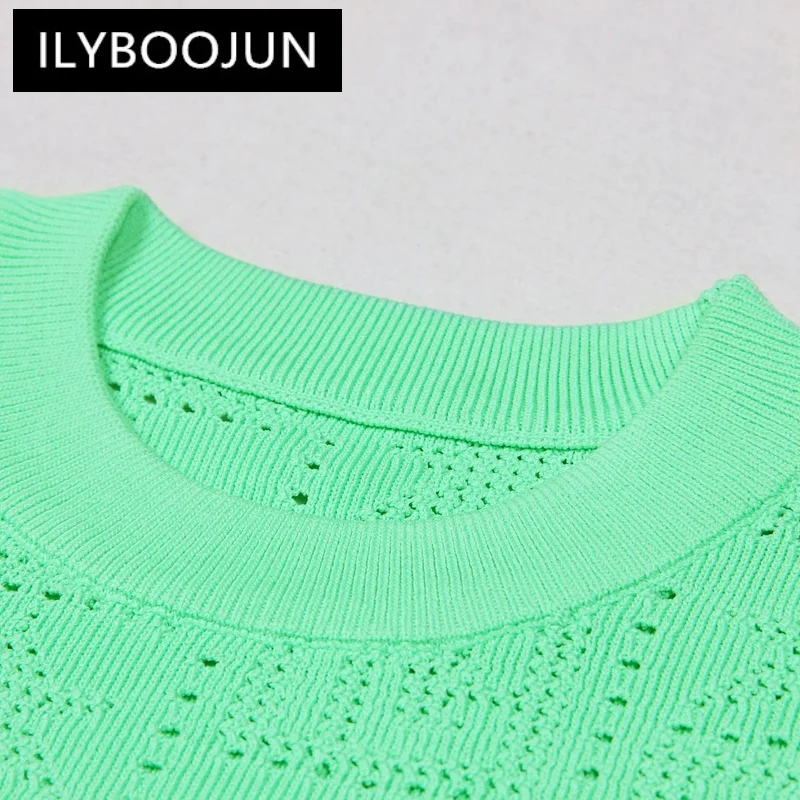 Spot Summer 2024 New Women's Cutout Fashion Classic High Quality Short Sleeve T-shirt Tops Knitwear