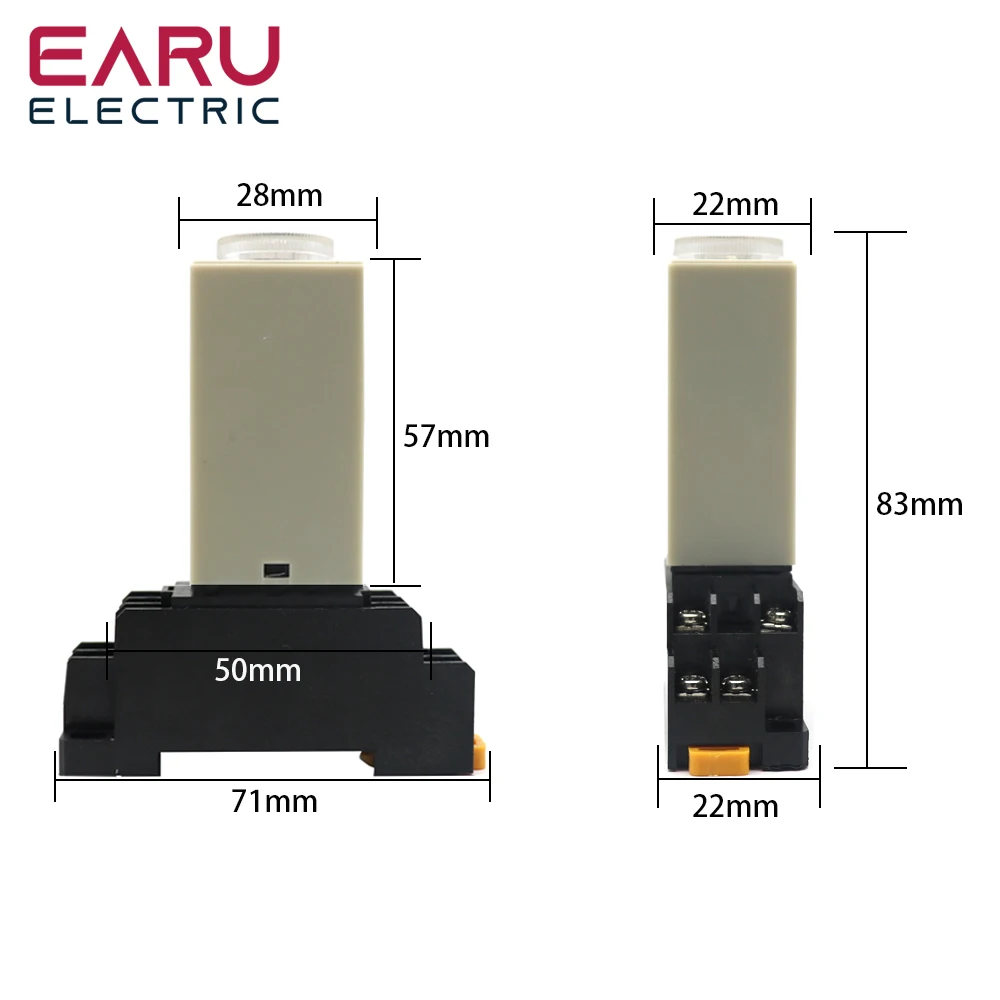 Delay Timer H3Y-2  AC110V AC220V AC380V With Base Socket  Power-on Delay Rotary Knob DPDT 0-60Min Timer Timing Time Relay