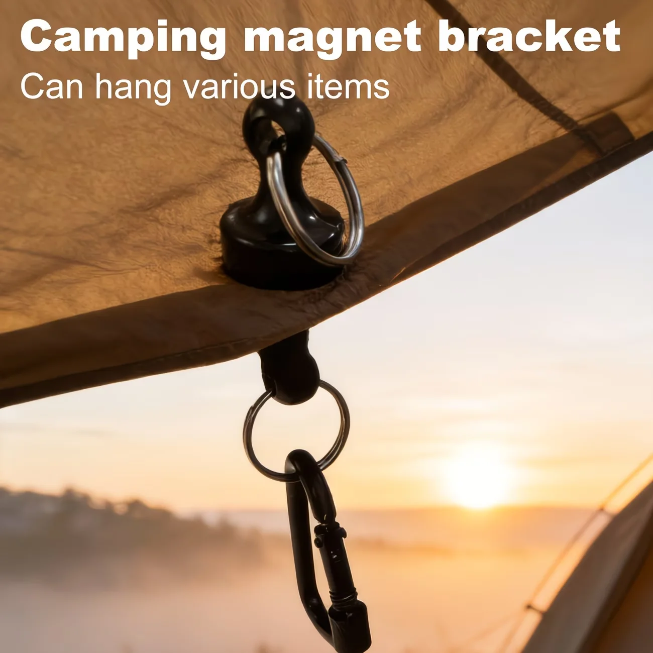 2Pcs Keyring Hooks, Camping Tent Canopy Fasteners for Hanging Lights, Secure Hanging, Quick Attachment, Easy Install & Simple