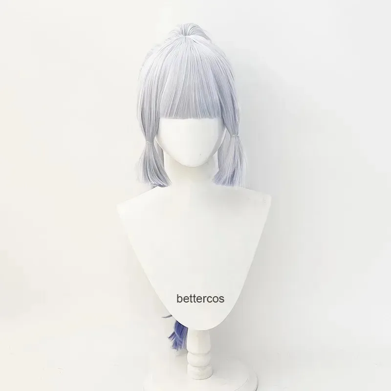 

Камисато Аяка серебристо-синий парик косплей аниме термостойкие синтетические парики для Хэллоуина dt'99