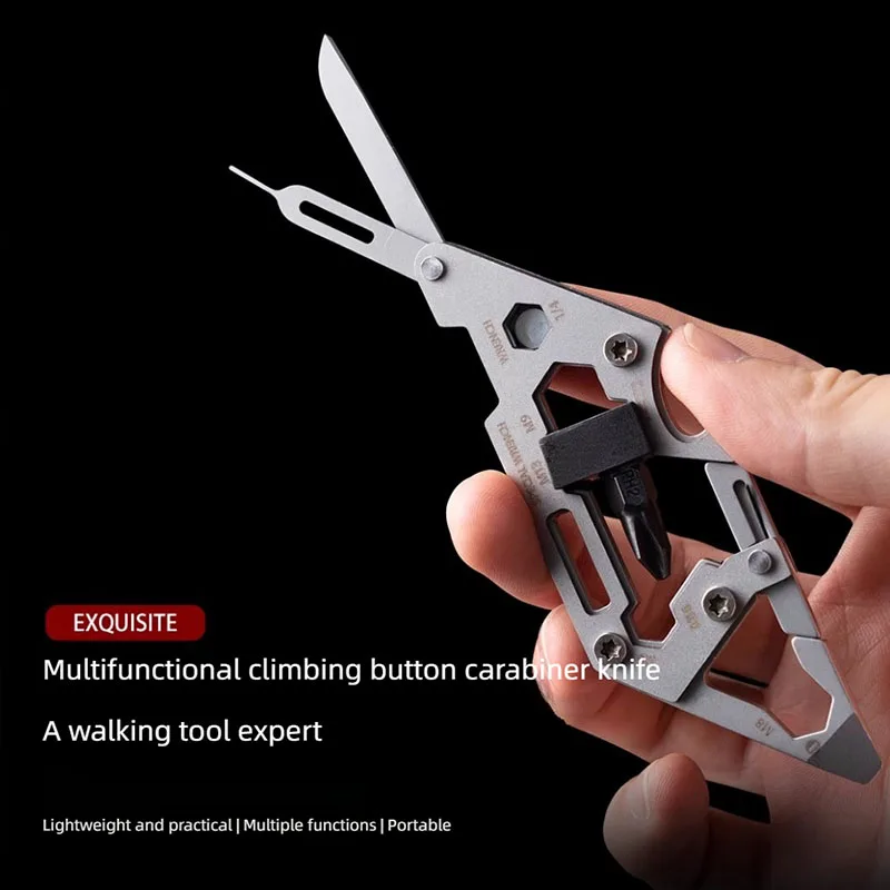 

multifunctional mountaineering buckle Carrying Keychain girdle opener screwdrivers EDC Toolset Outdoor Emergency
