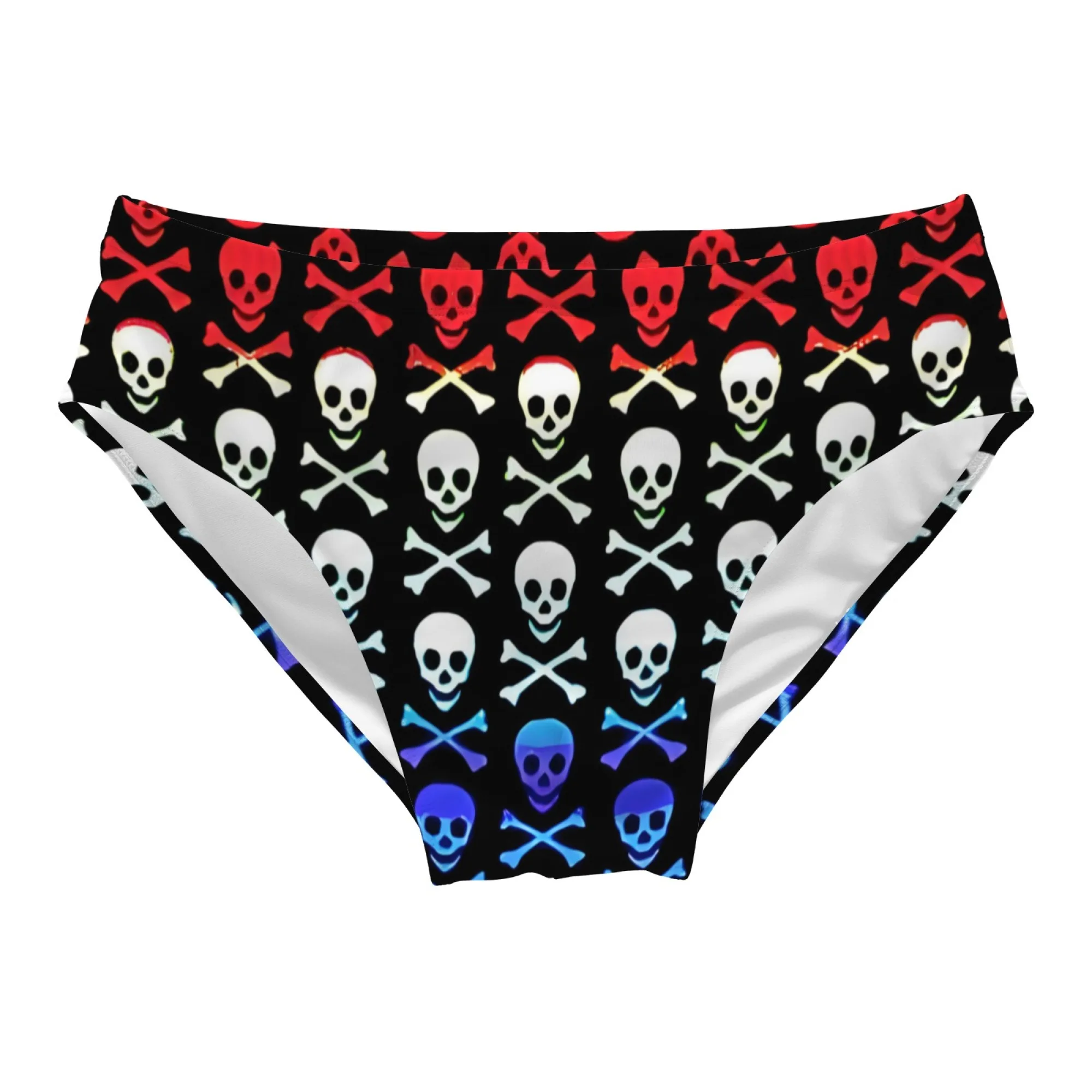 

Cartoon skull print men's trendy swimming trunks sexy briefs swimsuit novelty surf shorts gift elastic comfortable breathable