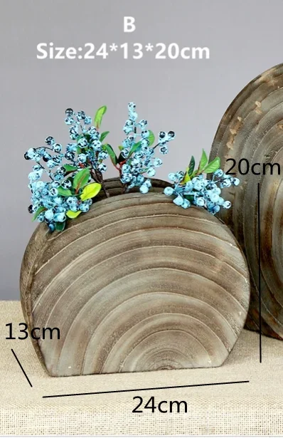 Handmade Wooden Vase Dried Flower Flowerpot Vessels Bucket Arrangement Floral Decoration Ornaments