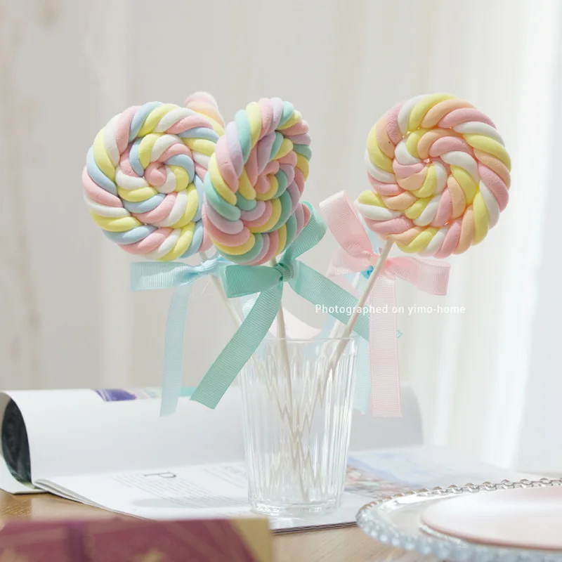 Simulation Cotton Lollipop Fake Candy Model Sweet Shop Window Display Props Children\'s Photography Ornaments Wedding Scene Decor