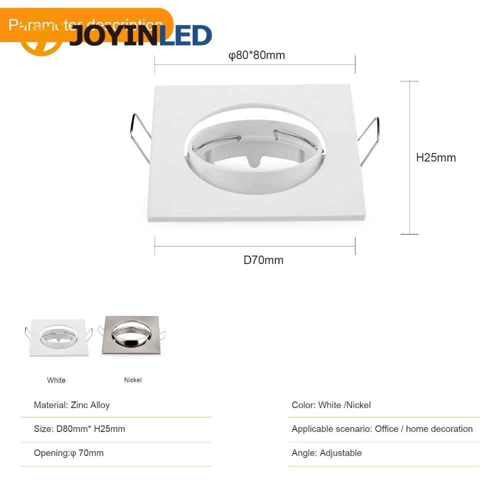 Round Nickel Gold Adjustable Recessed Led Spotlight Light Frame Mr16 Gu10 Lamp Fixture Downlight Holde Celing Light