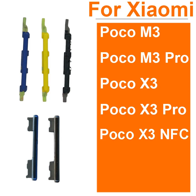 Power Voume Side Button For Xiaomi Poco Pocophone M3 M3 Pro X3 X3 Pro X3 NFC Volume Audio Control Side Key Buttons Repair Parts