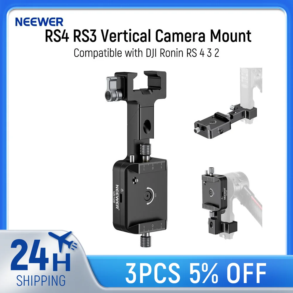 

NEEWER RS4 RS3 Vertical Camera Mount Compatible with DJI Ronin RS 4 3 2 Pro Gimbal Stabilizer,180° Rotating Base for Vlog Video