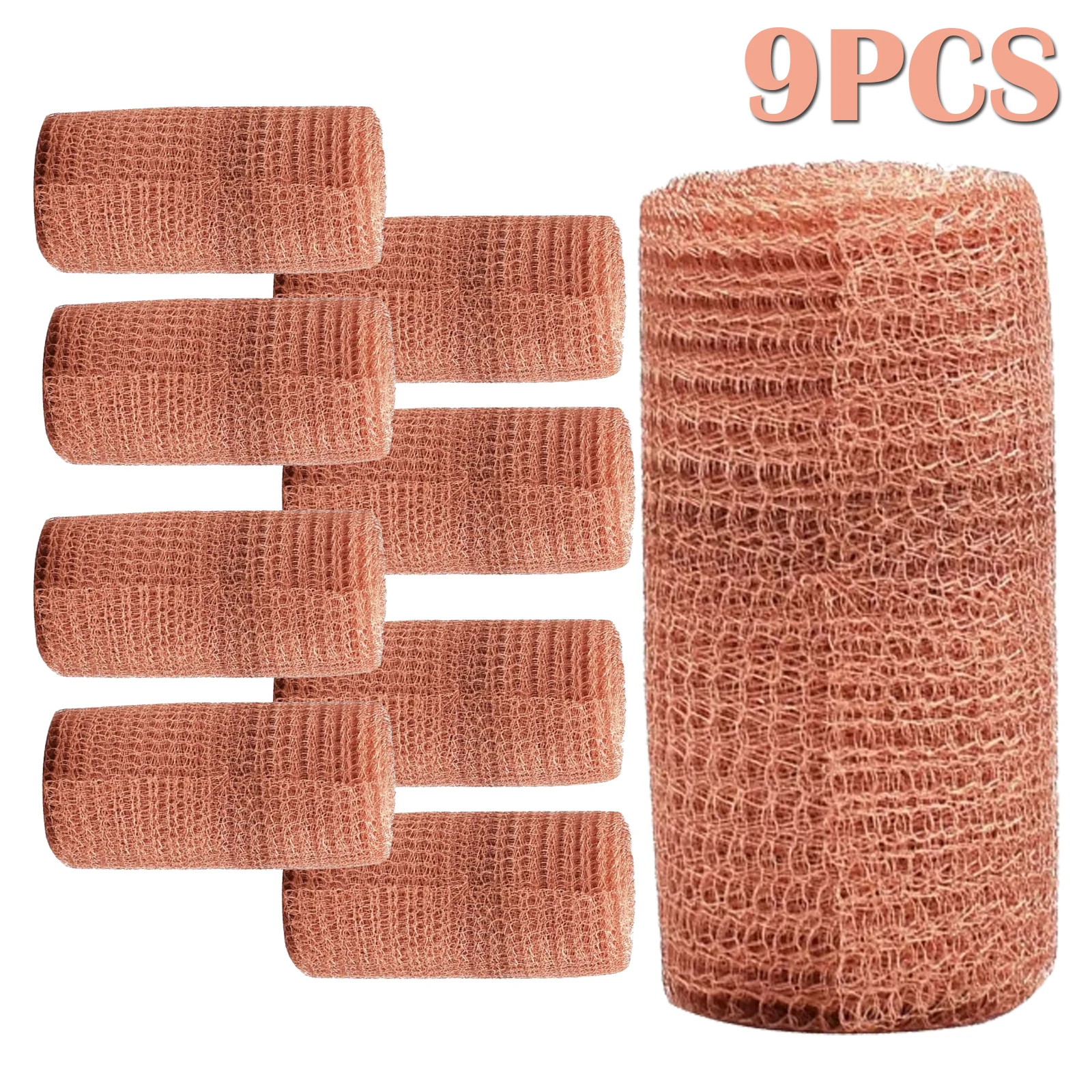 

9PCS/3PCS Copper Knitted Wire Mesh Rustproof Copper Mesh Roll for Rodent Double Layer Copper Mesh for Garden House Ideal DIY