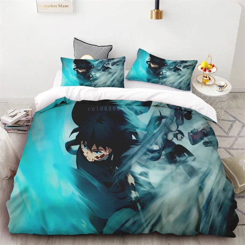 Funda nórdica Demon Slayer para adultos y niños, suave y cómoda, tamaño completo, No Yaiba Kimetsu, cama de matrimonio, regalo de cumpleaños