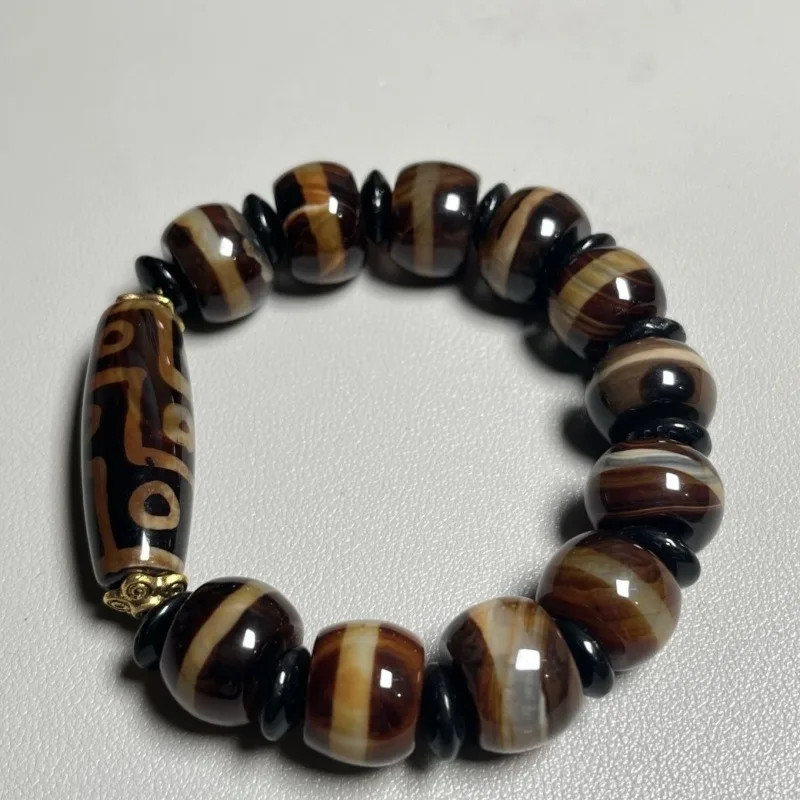 New dzi bead agate bracelet first-line nine-eye men's and women's simple bracelet Buddha beads