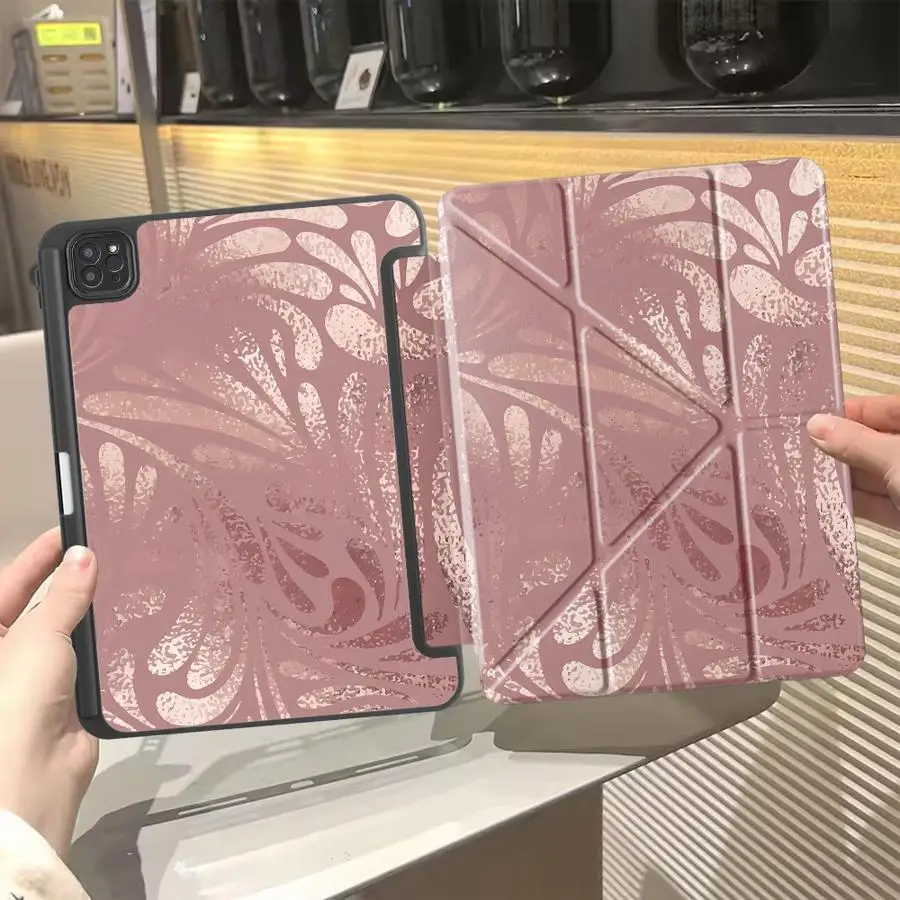 

Metal Flower Design Tablet Case For iPad Air 4 5 M3 M2 1 2 M4 11inch Mini 6 7 Pro 2025 Pro 11th 10th 9th 8th 7th 12.9inch Holder