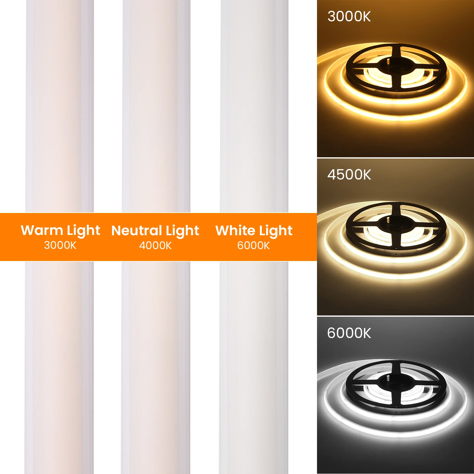 230V COB Strip LED Neon Light With IC 240LEDs/M IP65 Warm/Neutral/White FOB Flexible Adhesive Tape Ribbon Lamp 2Pin Wire EU Plug