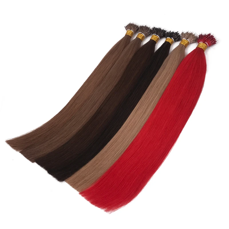 Straight Rings Human Natural Hair Extensions Brazilan Remy Beads Ring Hair Extension 0.8g/1g/strand 50pc/set 12