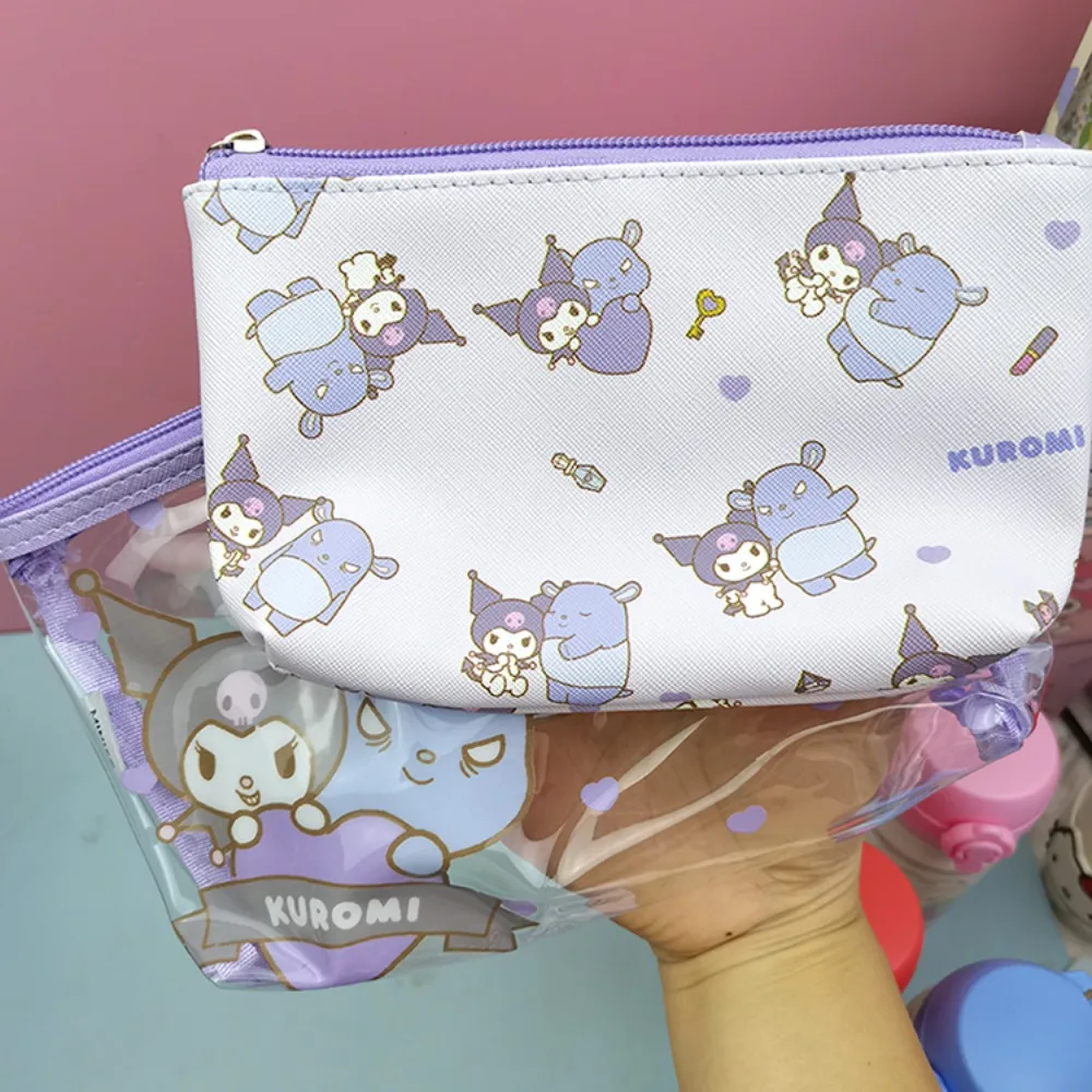 MINISO Sanrios Cinnamoroll Hangyodon HelloKittys Kuromi Storage Bag Cartoon Cute Cosmetic Bag Pencil Case Gift 2 Piece Set