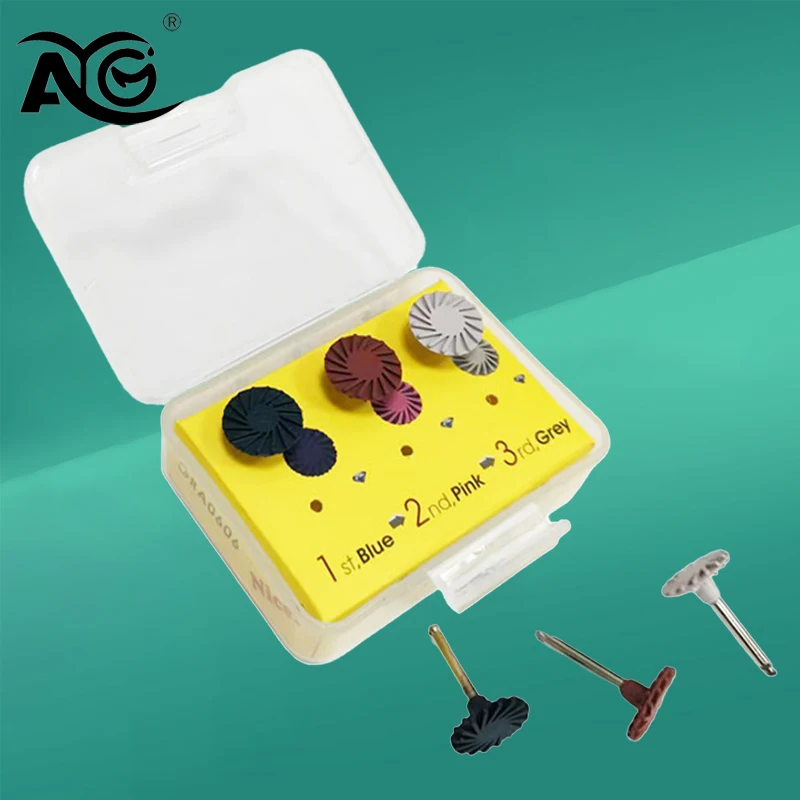 

AG 6Pcs/1Box Dental Composite Resin Polishing Discs Rubber Polisher RA Wheel Spiral Flex Brush Polishing Diamond System Burs