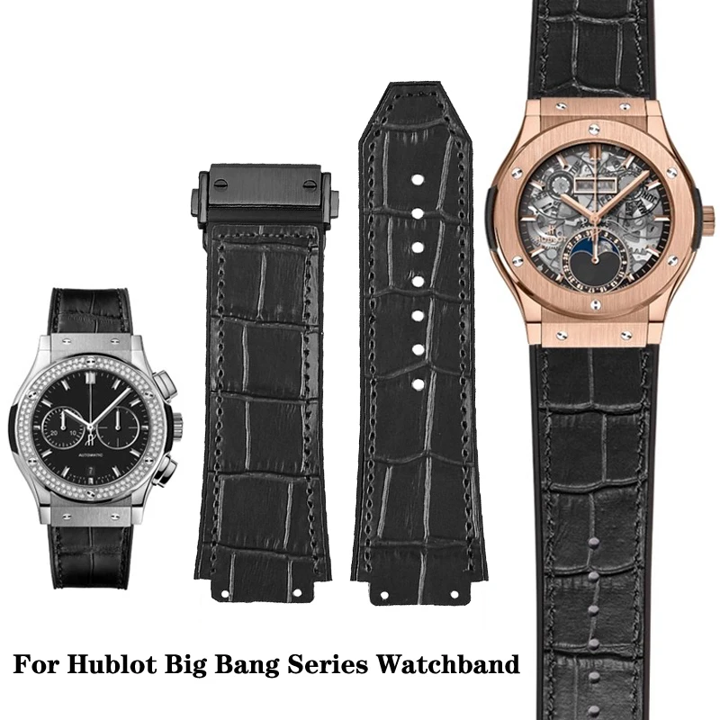 Cowhide Watch For HUBLOT Hengbao Yubo Classic Fusion Big Bang Silicone Genuine Leather Chain Men's wrist 26X19mm