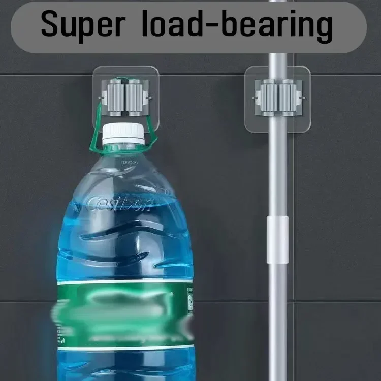 4 قطع حامل مكنسة مثبت على الحائط، بدون خطافات مثقاب للممسحة، منظم تخزين الحمام، قابض مكنسة لاصق - خالي من الضرر