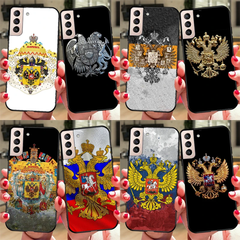 Чехол с российским гербом и флагом для Samsung Galaxy S23 S21 Ultra S20 FE S8 S9 S10 Note 10 Plus Note 20 S22 Ultra