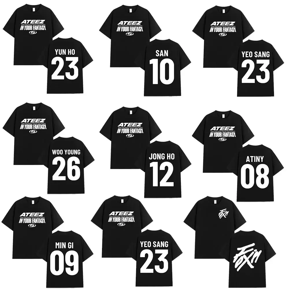 

Ateez World Tour in Your Fantasy T-shirts Hongjoong Seonghwa Yunho Yeosang San Mingi Wooyoung Jongho Short Sleeve Graphic Tees