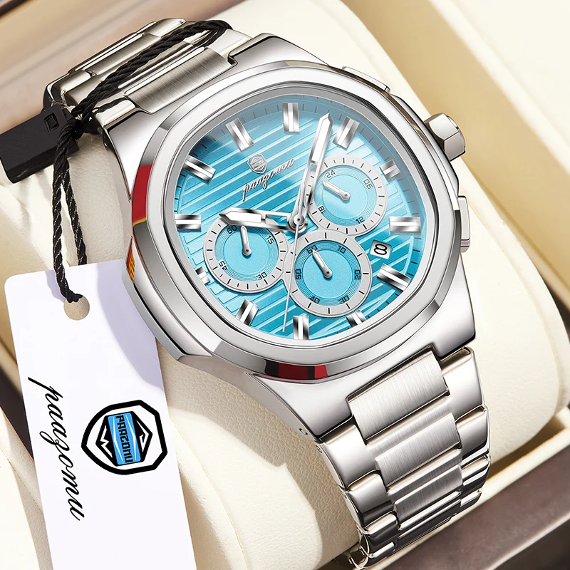 

PAAZOMU Business Male Clock Date Chronograph Waterproof Luminous Luxury Men Watch Stainless Steel Quartz Fashion Men's Watches