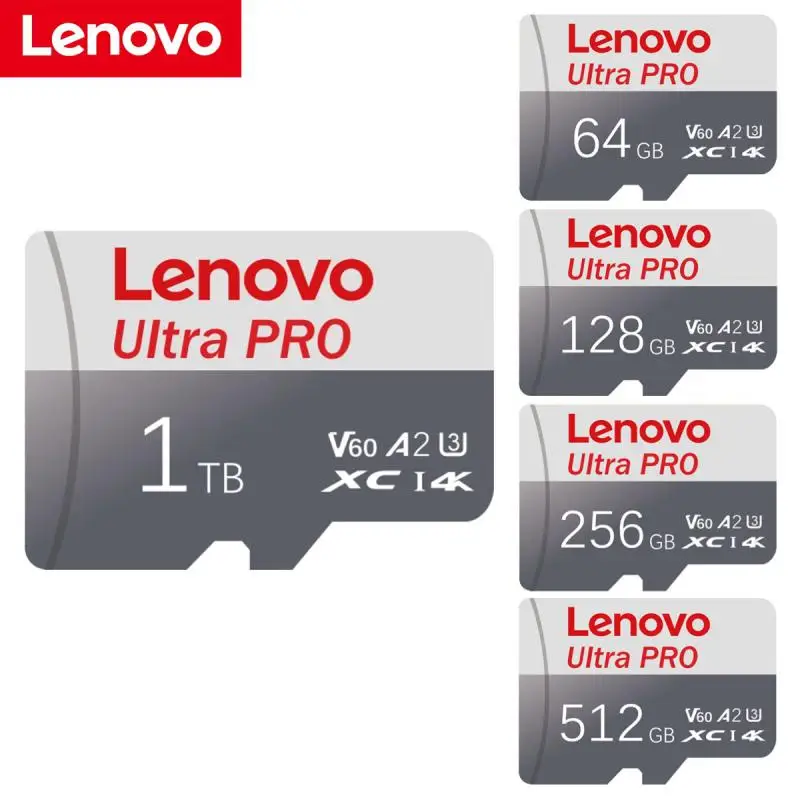 Cartão SD, Classe 10, Alta Velocidade, A2, U3, Cartão Flash TF, USB, V60, 128GB, 1TB, Cartão de Memória Lenovo-SD para Câmera 4K, Micro TF, 2TB