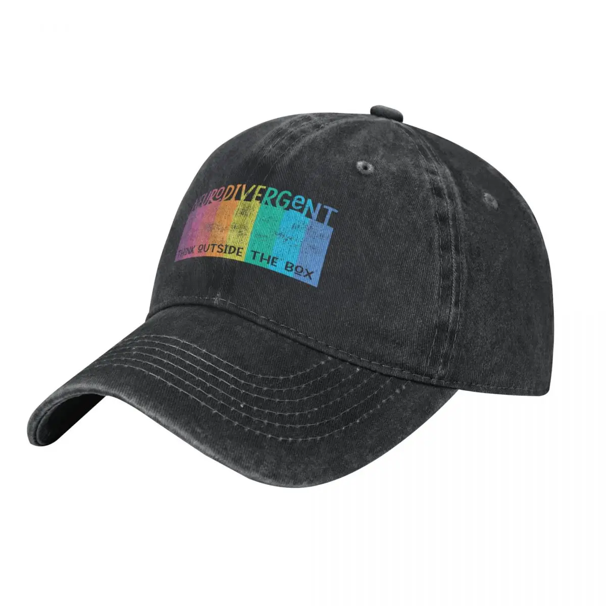 Colorful Neurodivergent Rainbow Design Baseball Cap hiking hat Snap Back Hat Mens Tennis Women's