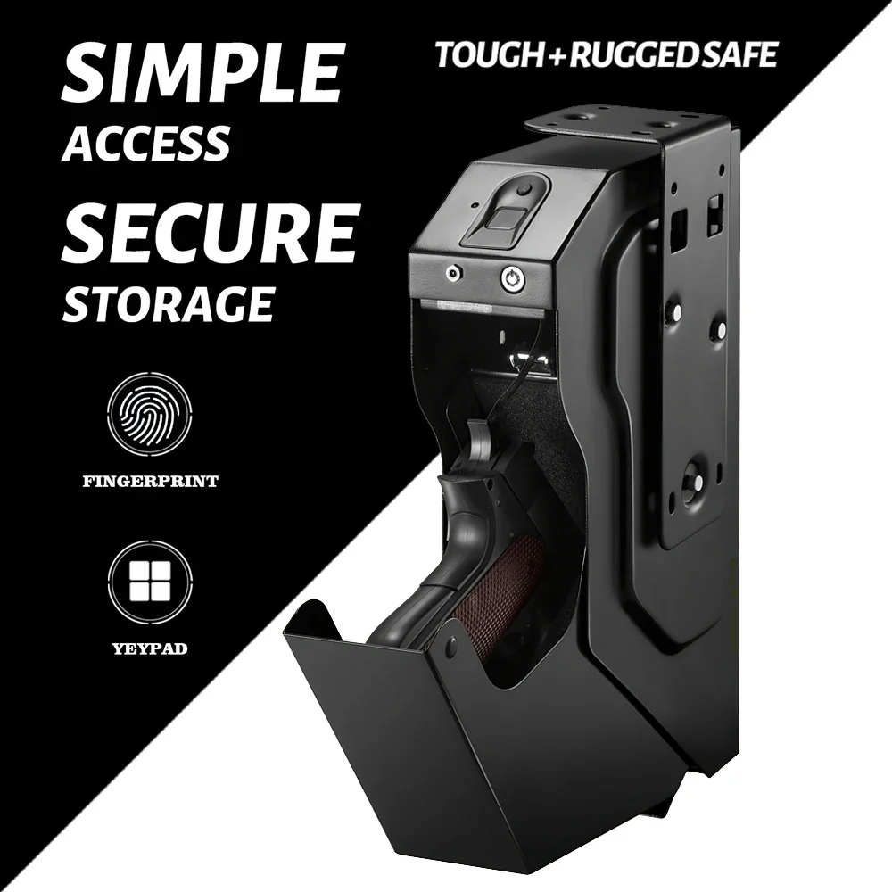 Gun Safes Pistol Box Biometric Fingerprint/Password Steel Gun Box Unlock Anti-Burglary with Keys Strongbox For Desk Cabinet