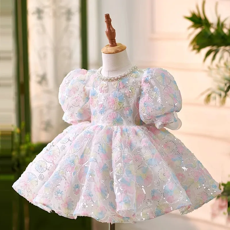 

Ball Gown Sequins Design Kids Wedding Birthday Baptism Eid Party Girls Evening Dresses 2025 New Children's Princess