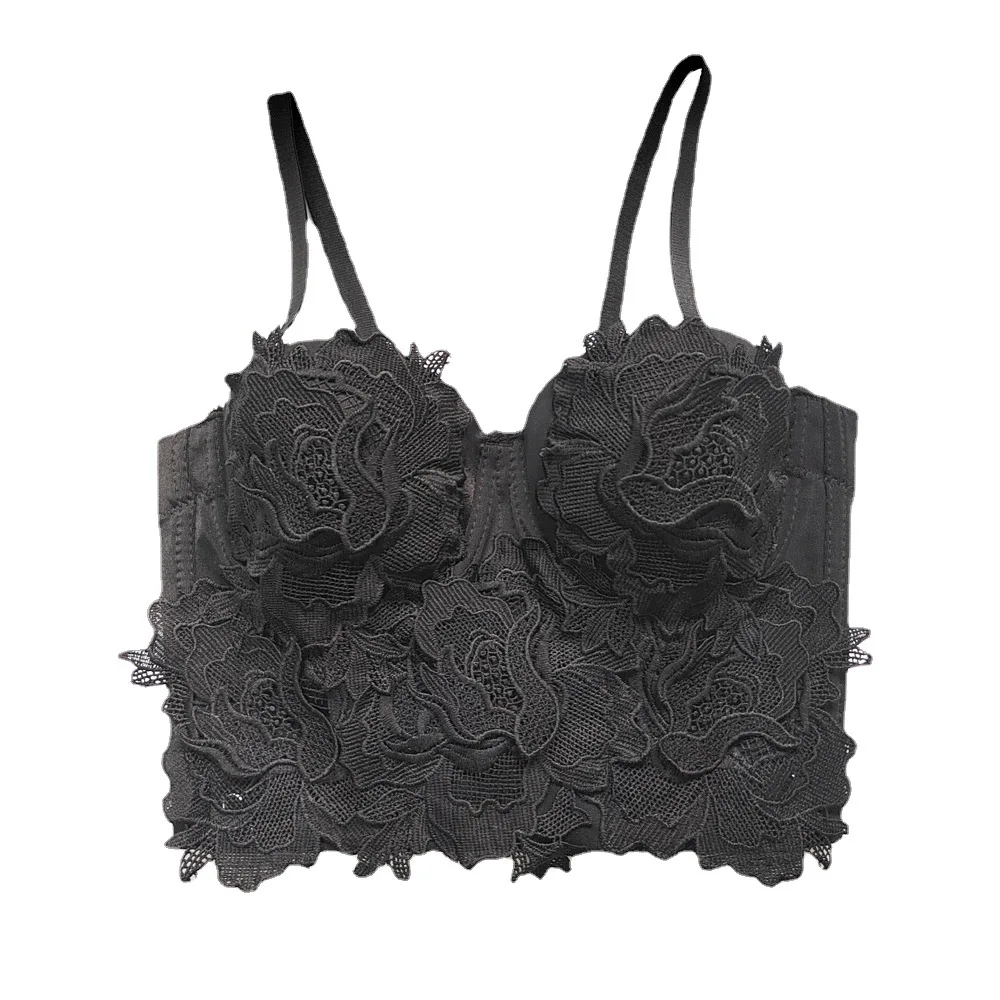 

New Arrival Lace Embroidery Camisole Fishbone Bustier Solid Color Design with Unique Style Bras for Women Bralette Underwear