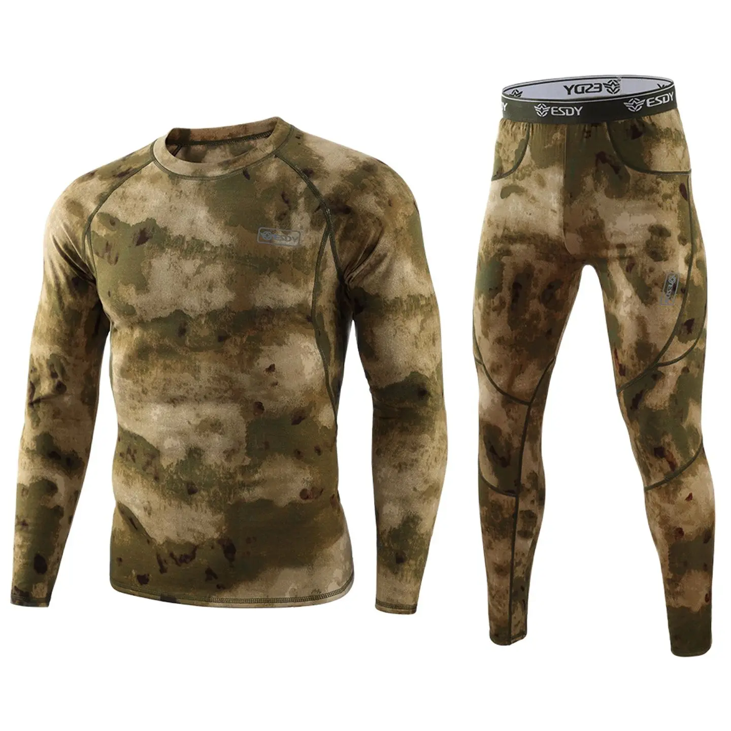 Winter Men\'s Thermal Camouflage Tactical Hunting Lining Shirt And Pants Suit Outdoor Mountaineering Breathable Fitness Underwear