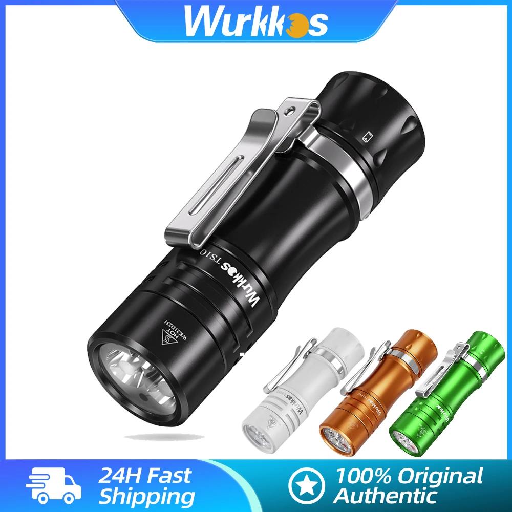 Wurkkos TS10 V2 Lamps 14500 EDC Torch 1400LM Camping Flashlight IPX8 3*90 CRI LEDs & 3*RGB Aux LEDs Outdoor Light Anduril 2.0