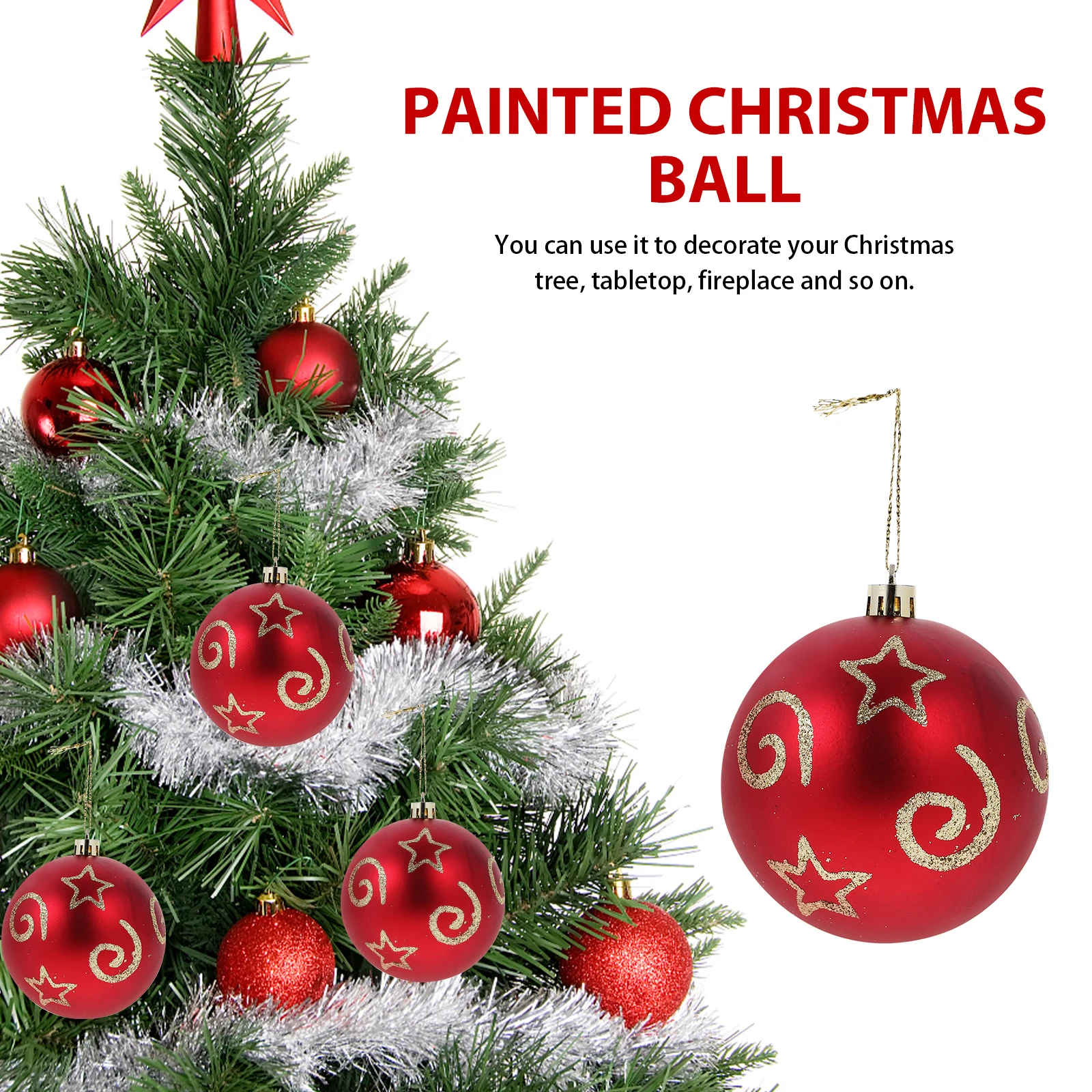 

6 Pcs Christmas Ball Pendant Decorative Hanging Ornaments Colored Mini Decoration Plastic