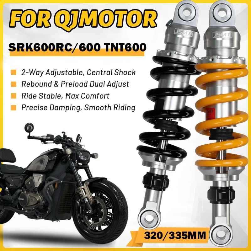 

JSMT FOR QJMOTOR TNT600 SRK350 Central Rear Shock 320/335MM Preload Rebound Adjustable Motorcycle Suspension Mod Parts