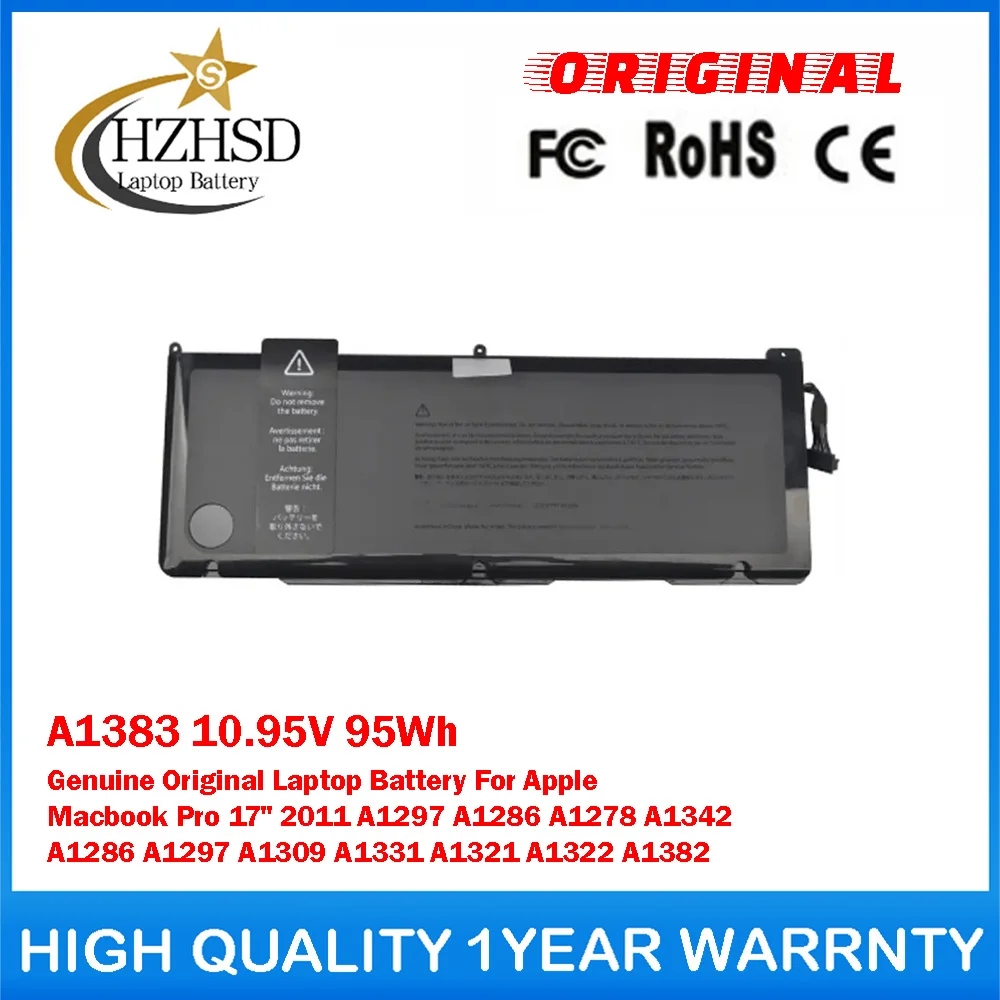 

A1383 10.95V 95Wh Genuine Original Laptop Battery For Apple Macbook Pro 17" 2011 A1297 A1286 A1278 A1342 A1286 A1297 A1309 A1331